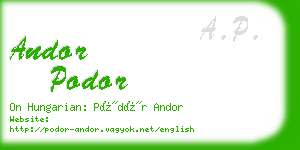 andor podor business card